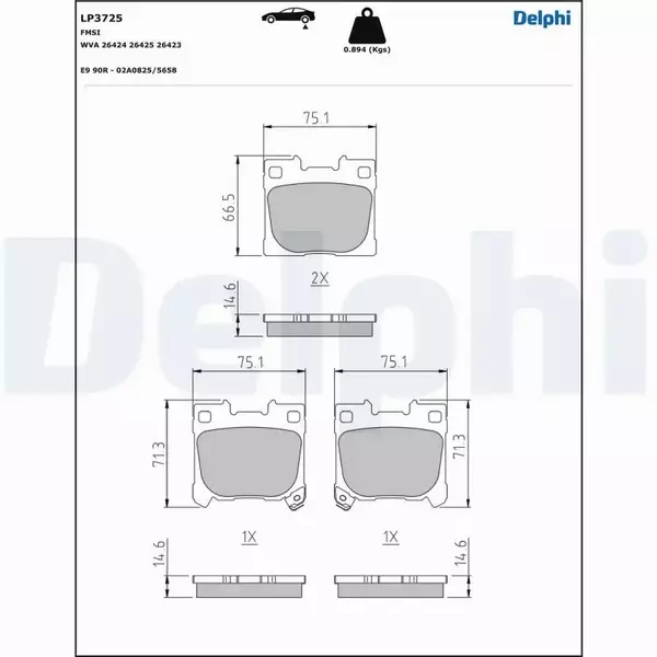 DELPHI KLOCKI HAMULCOWE LP3725 