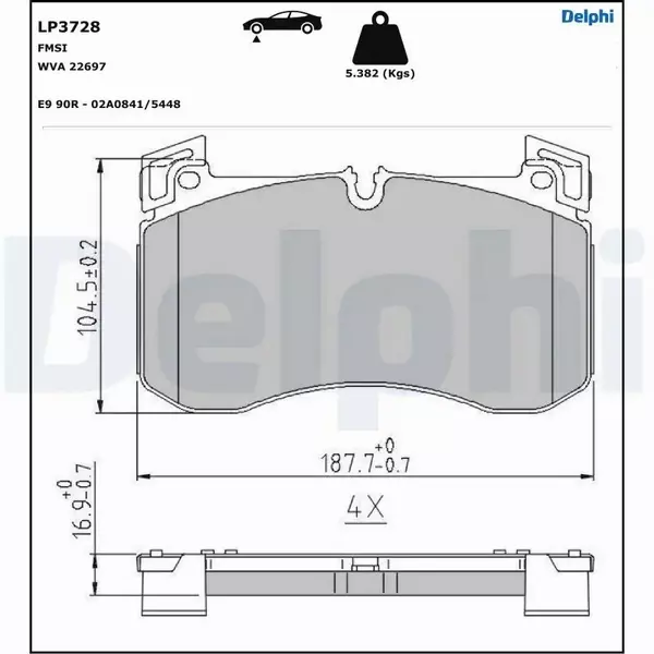 DELPHI KLOCKI HAMULCOWE LP3728 