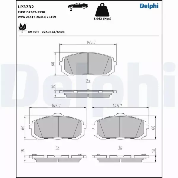 DELPHI KLOCKI HAMULCOWE LP3732 