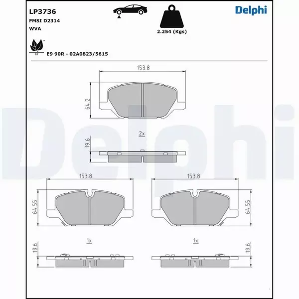 DELPHI KLOCKI HAMULCOWE LP3736 