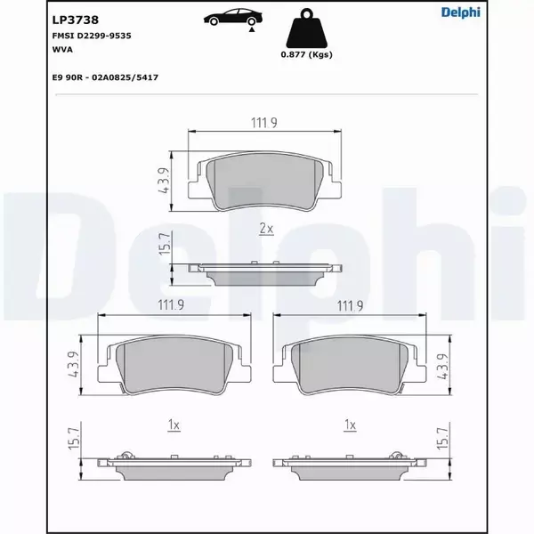 DELPHI KLOCKI HAMULCOWE LP3738 