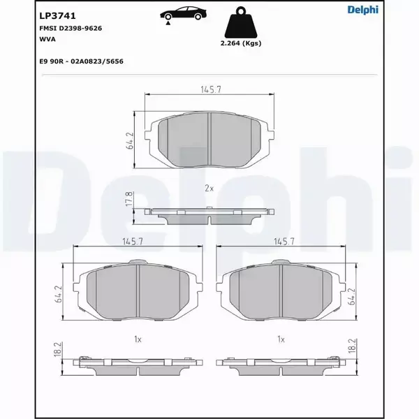 DELPHI KLOCKI HAMULCOWE LP3741 