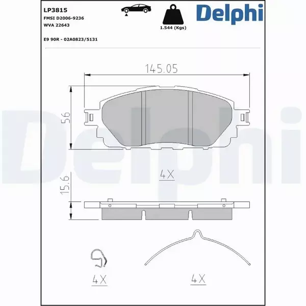 DELPHI KLOCKI HAMULCOWE LP3815 