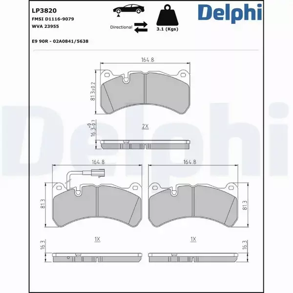 DELPHI KLOCKI HAMULCOWE LP3820 