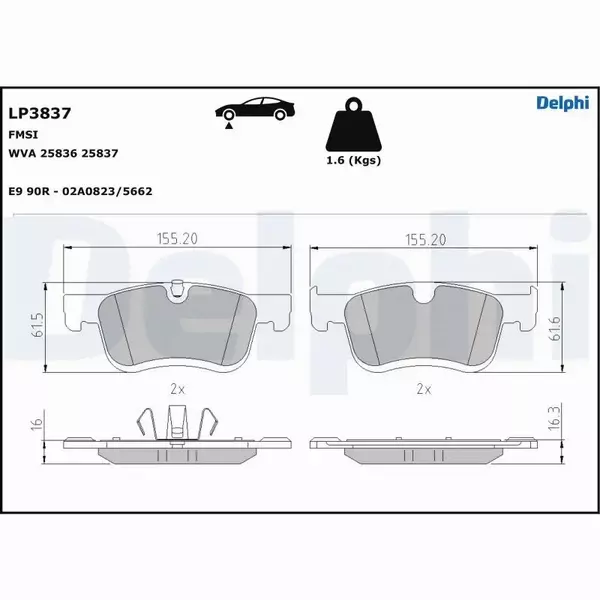 DELPHI KLOCKI HAMULCOWE LP3837 