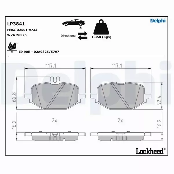 DELPHI KLOCKI HAMULCOWE LP3841 