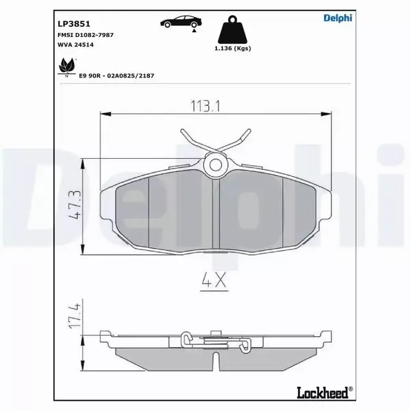 DELPHI KLOCKI HAMULCOWE LP3851 