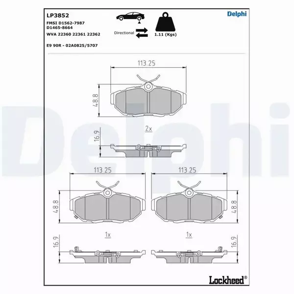 DELPHI KLOCKI HAMULCOWE LP3852 