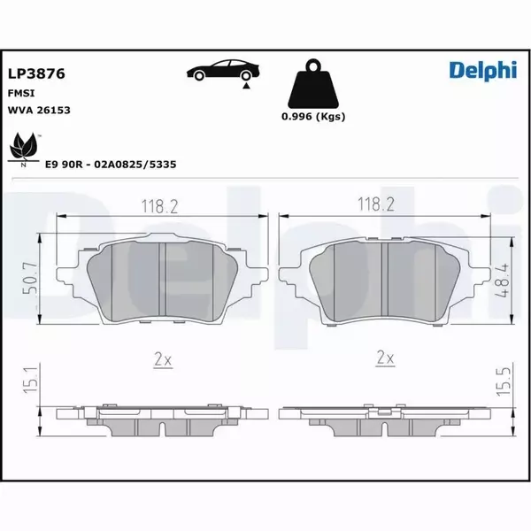 DELPHI KLOCKI HAMULCOWE LP3876 