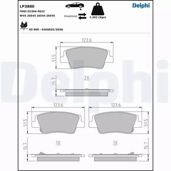 DELPHI KLOCKI HAMULCOWE LP3880 