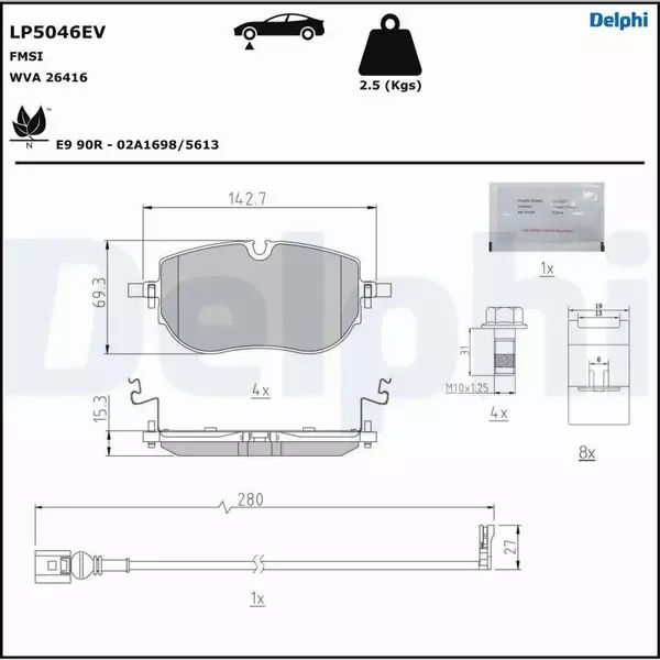 DELPHI KLOCKI HAMULCOWE LP5046EV 