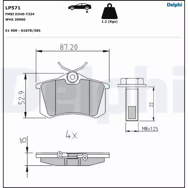 DELPHI KLOCKI HAMULCOWE TYŁ LP571 