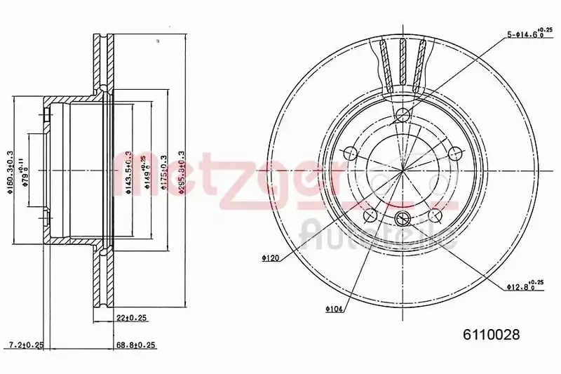 METZGER TARCZA HAMULCOWA 6110028 