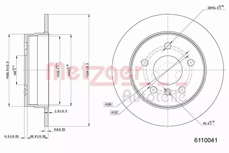 METZGER TARCZA HAMULCOWA 6110041 