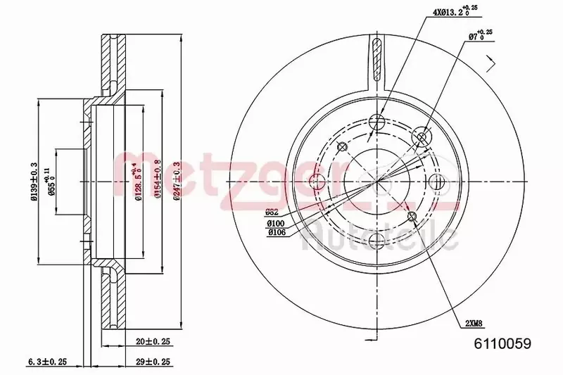 METZGER TARCZA HAMULCOWA 6110059 