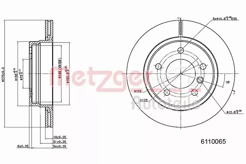 METZGER TARCZA HAMULCOWA 6110065 