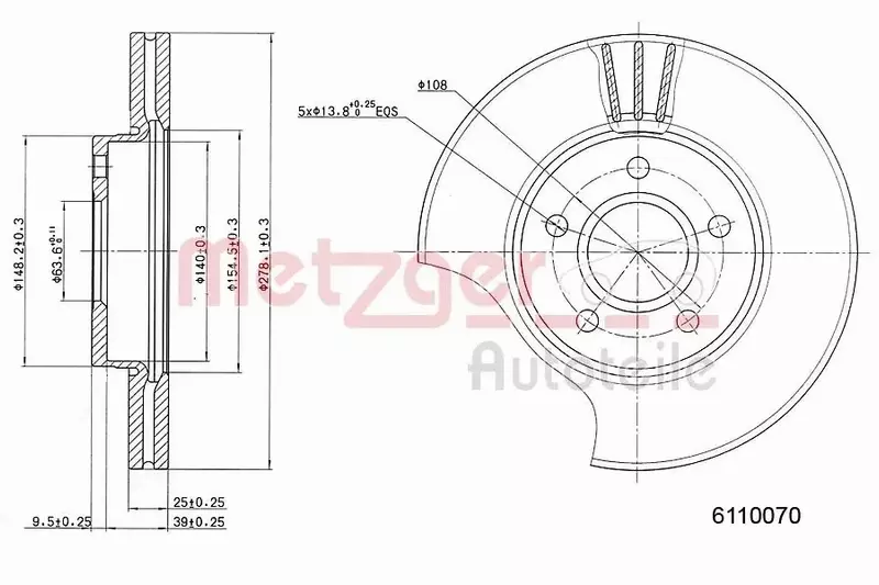 METZGER TARCZA HAMULCOWA 6110070 