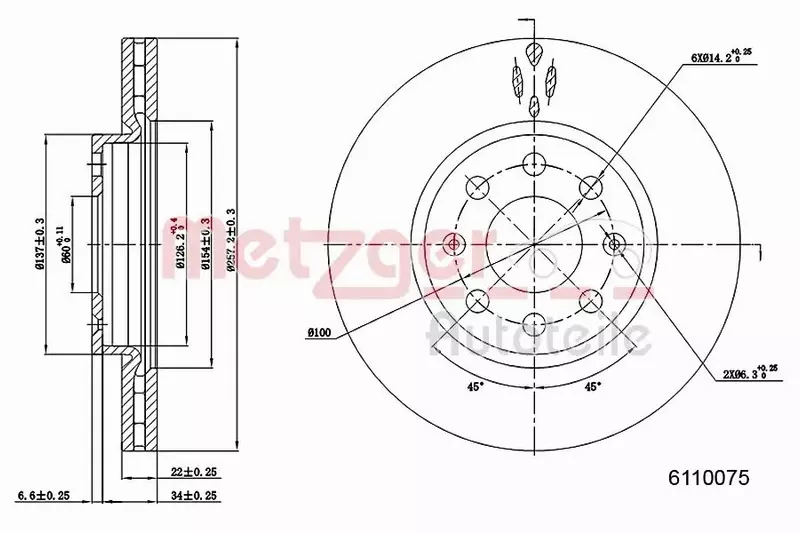 METZGER TARCZA HAMULCOWA 6110075 