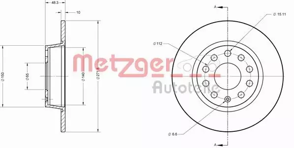 METZGER TARCZA HAMULCOWA 6110108 