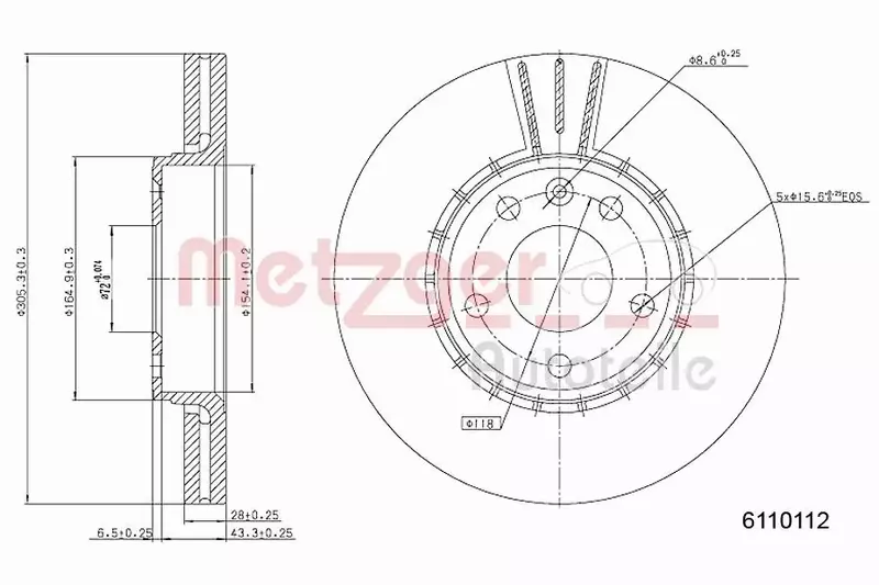 METZGER TARCZA HAMULCOWA 6110112 