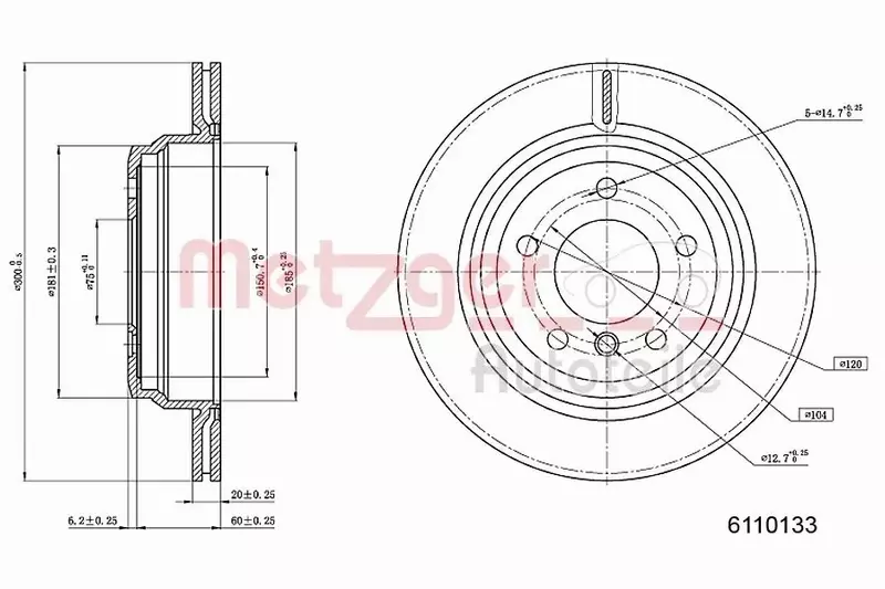 METZGER TARCZA HAMULCOWA 6110133 