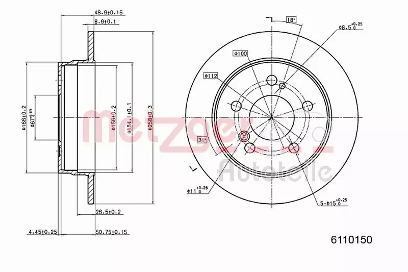 METZGER TARCZA HAMULCOWA 6110150 