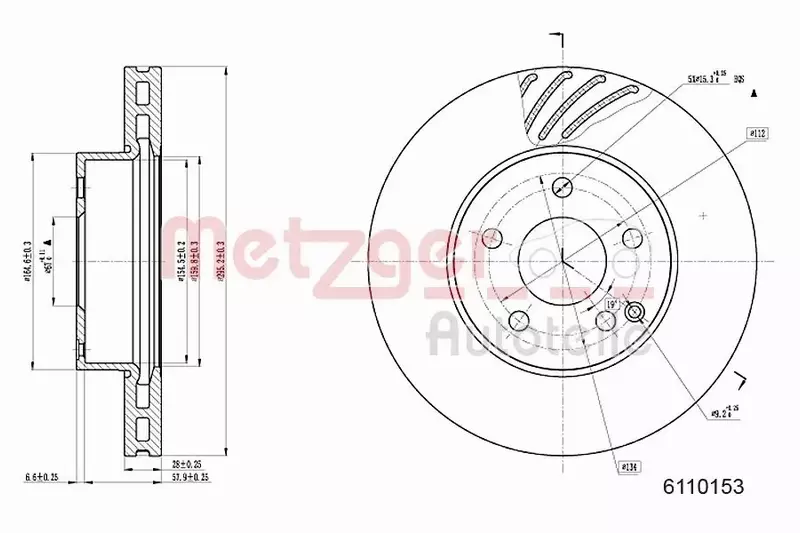 METZGER TARCZA HAMULCOWA 6110153 