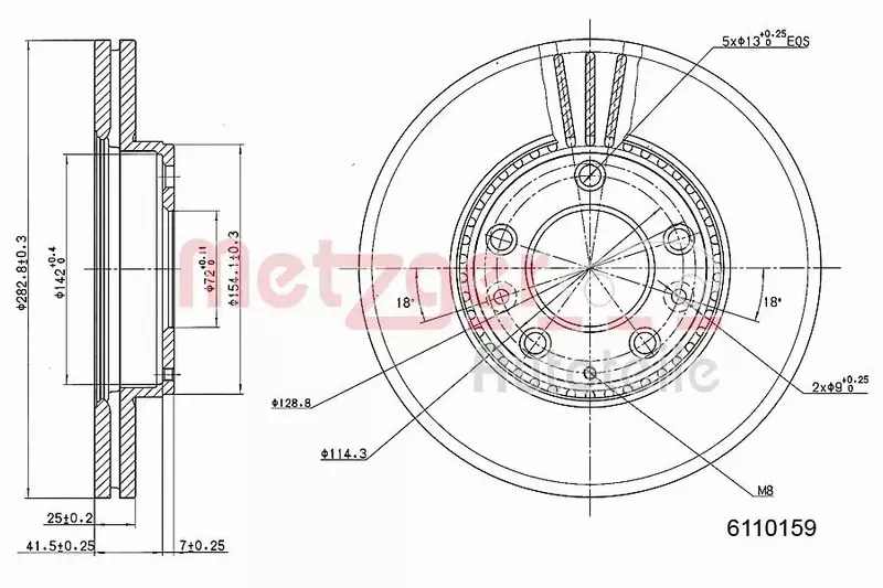 METZGER TARCZA HAMULCOWA 6110159 