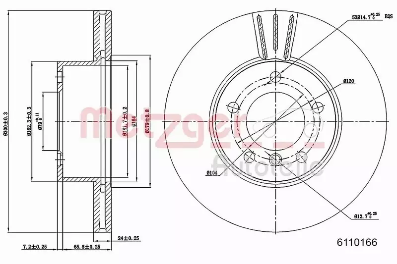 METZGER TARCZA HAMULCOWA 6110166 