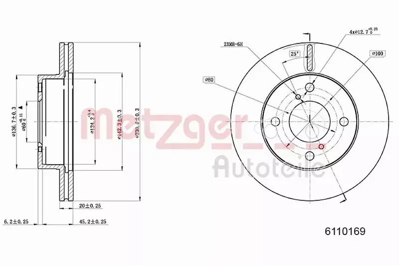 METZGER TARCZA HAMULCOWA 6110169 