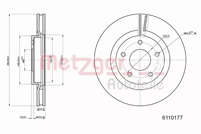 METZGER TARCZA HAMULCOWA 6110177 