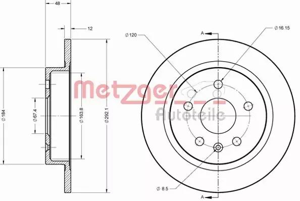 METZGER TARCZA HAMULCOWA 6110188 