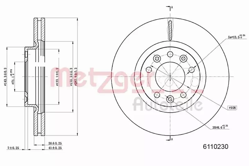 METZGER TARCZA HAMULCOWA 6110230 