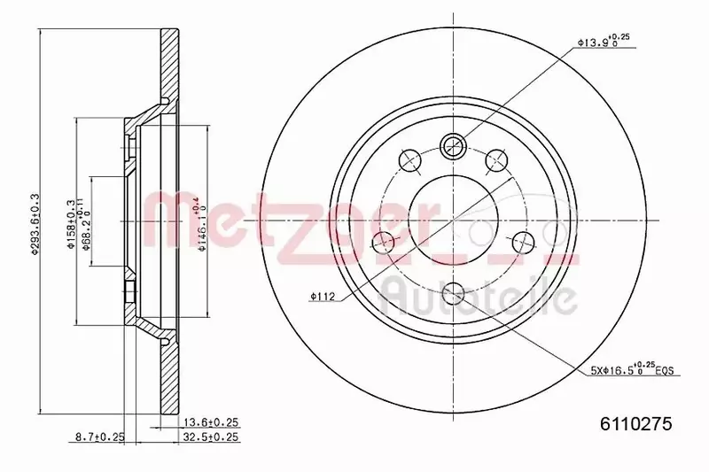 METZGER TARCZA HAMULCOWA 6110275 