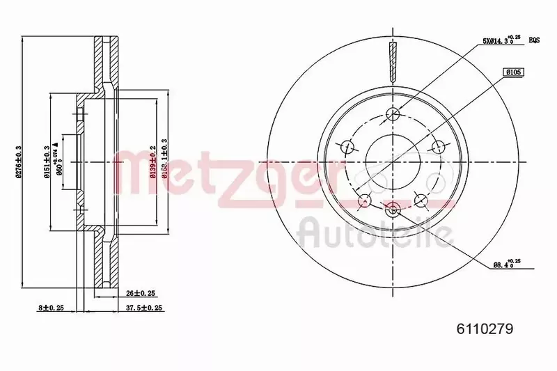 METZGER TARCZA HAMULCOWA 6110279 