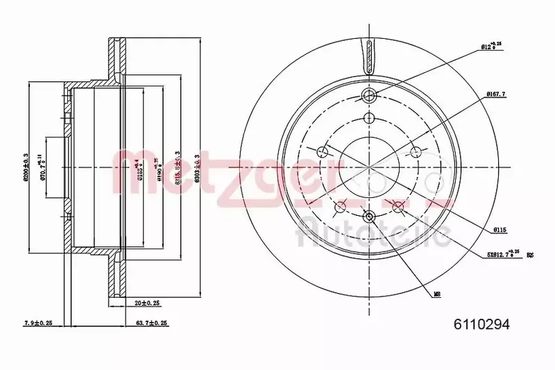 METZGER TARCZA HAMULCOWA 6110294 