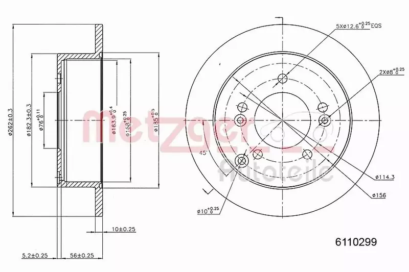 METZGER TARCZA HAMULCOWA 6110299 