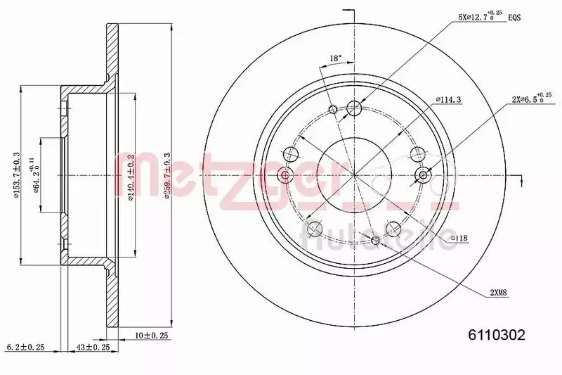 METZGER TARCZA HAMULCOWA 6110302 