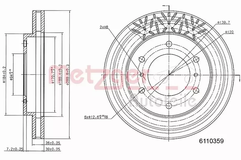 METZGER TARCZA HAMULCOWA 6110359 