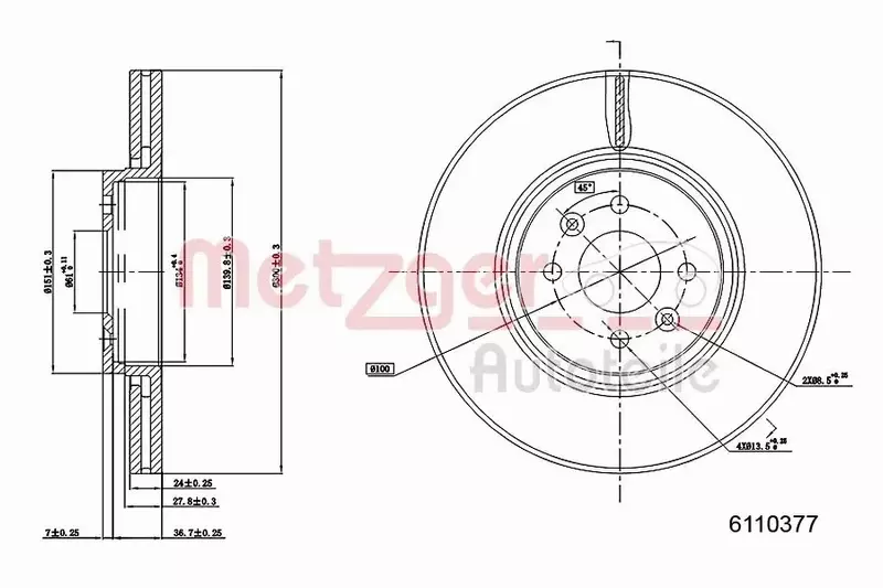 METZGER TARCZA HAMULCOWA 6110377 