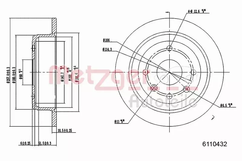 METZGER TARCZA HAMULCOWA 6110432 