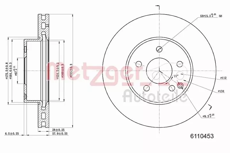 METZGER TARCZA HAMULCOWA 6110453 