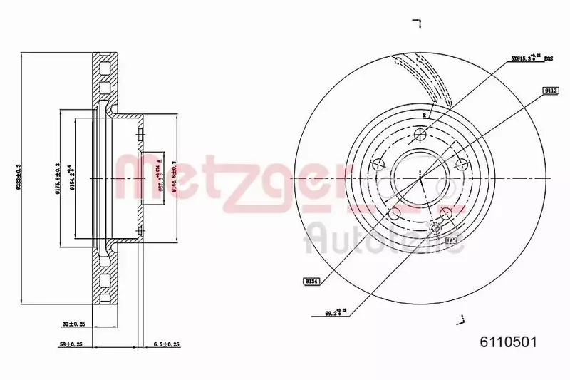 METZGER TARCZA HAMULCOWA 6110501 