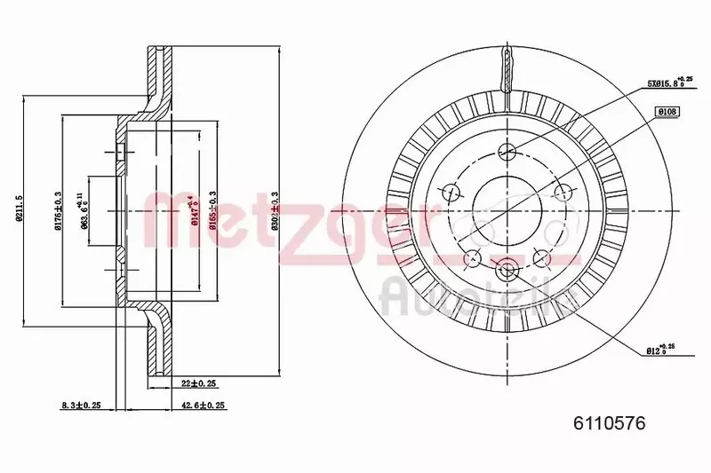 METZGER TARCZA HAMULCOWA 6110576 