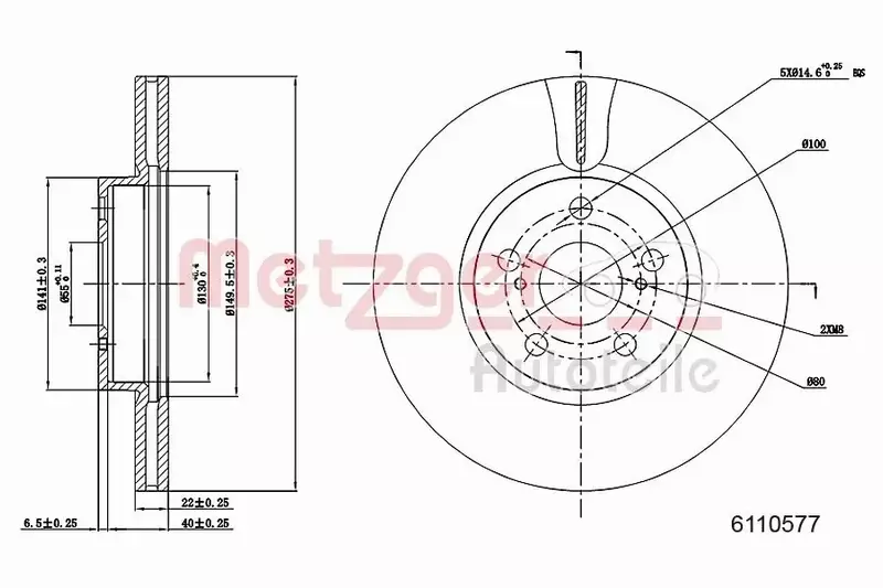 METZGER TARCZA HAMULCOWA 6110577 