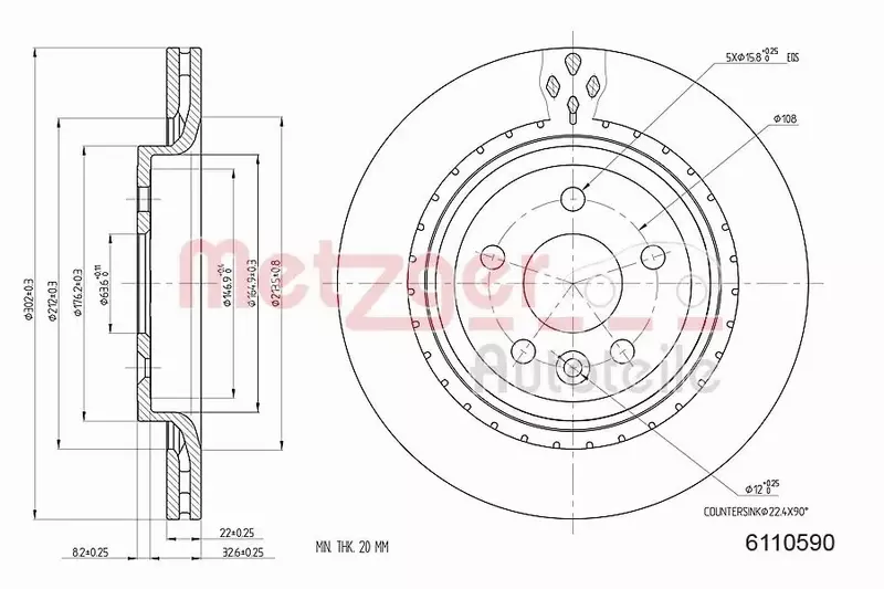 METZGER TARCZA HAMULCOWA 6110590 