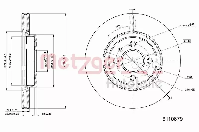 METZGER TARCZA HAMULCOWA 6110679 