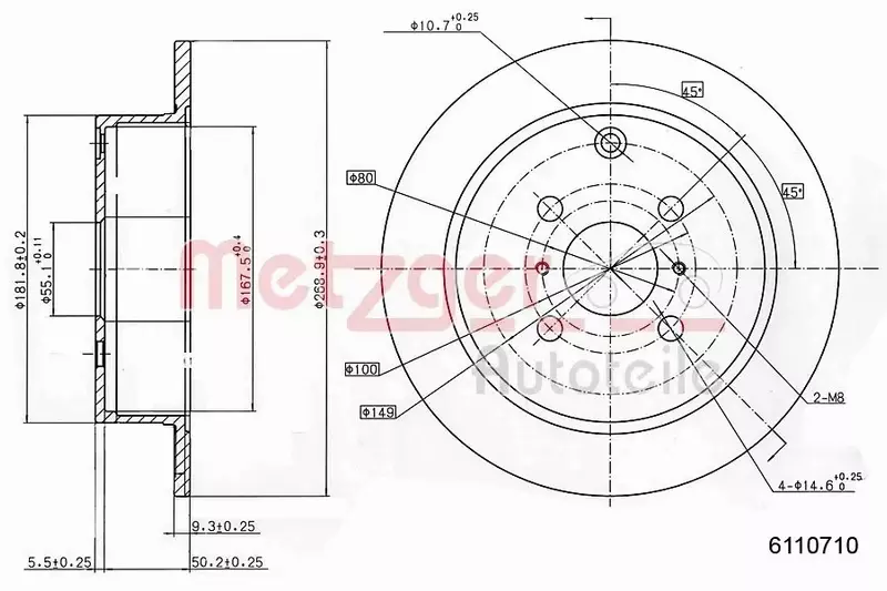 METZGER TARCZA HAMULCOWA 6110710 