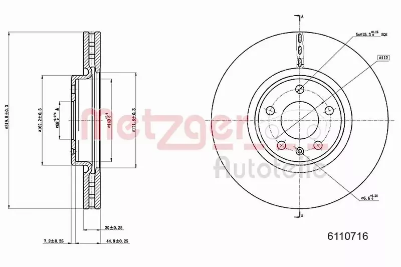 METZGER TARCZA HAMULCOWA 6110716 