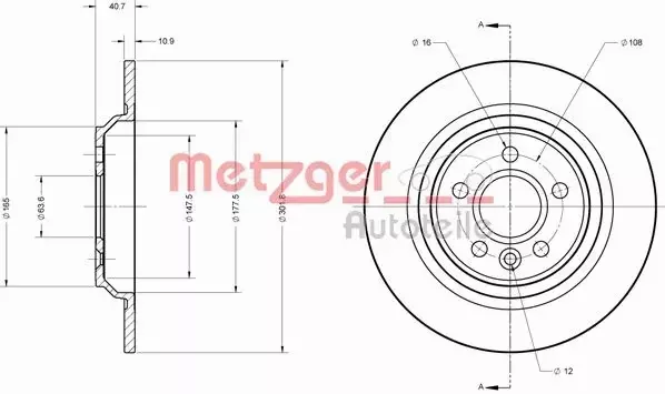 METZGER TARCZA HAMULCOWA 6110728 